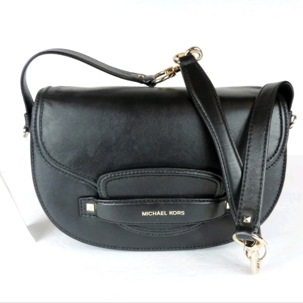 MICHAEL KORS black Leather Saddlebag Convertible Bag. HTF!! - Picture 8 of 9